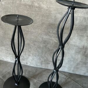 Elegant Black Metal Candle Holders